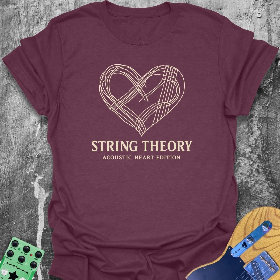 String Theory Acoustic Heart Girl Guitarist Tee