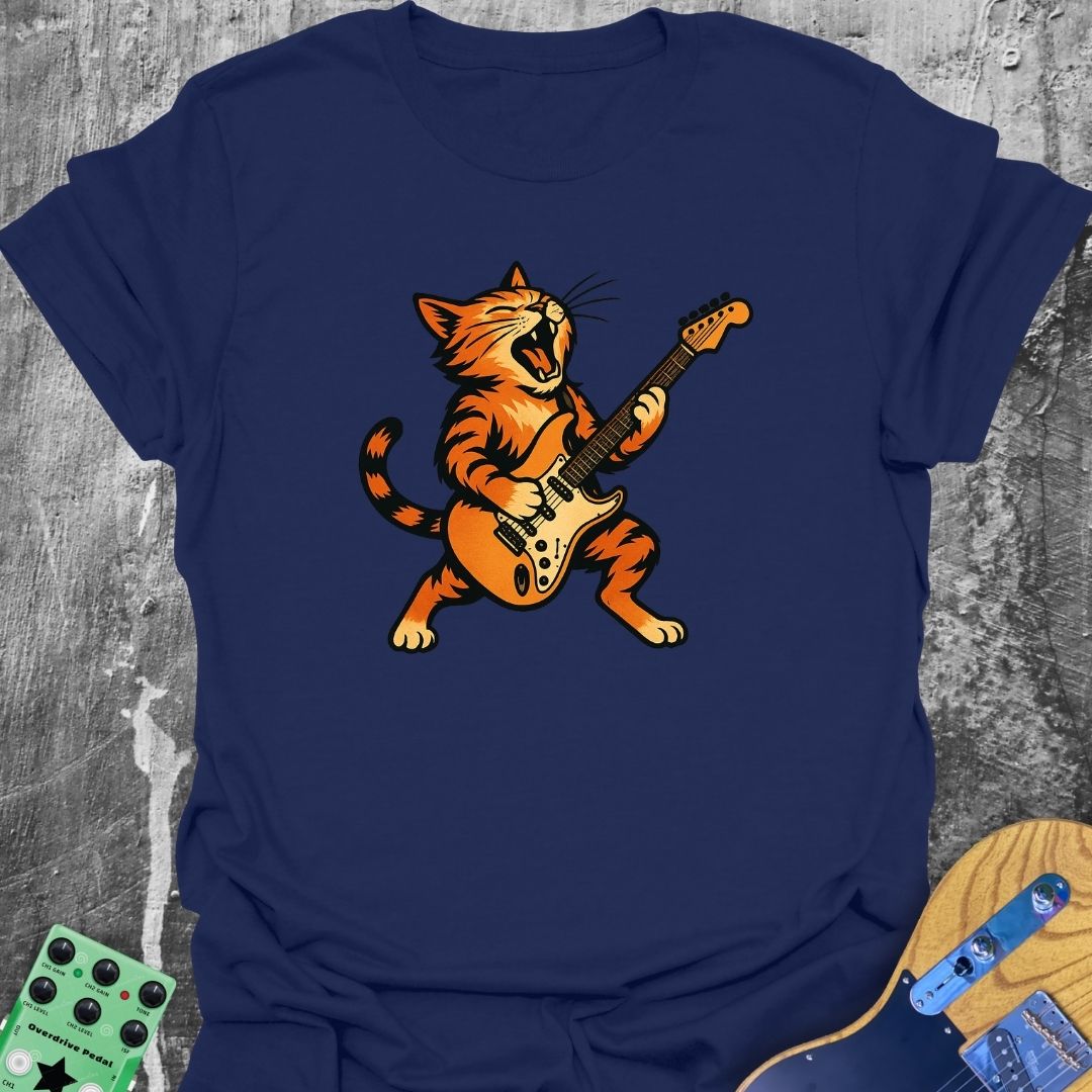 Guitar Shredding Cat Music Tee
