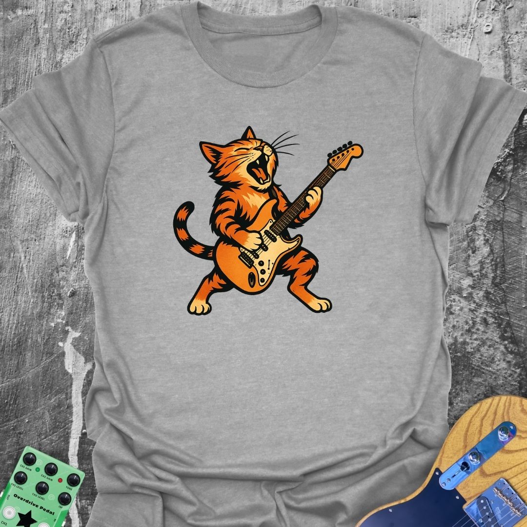Guitar Shredding Cat Music Tee