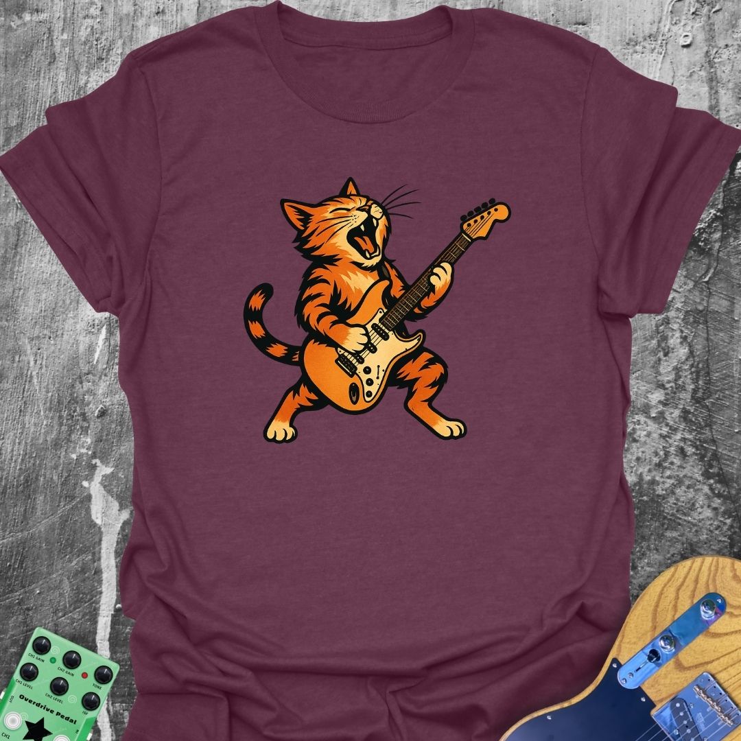 Guitar Shredding Cat Music Tee