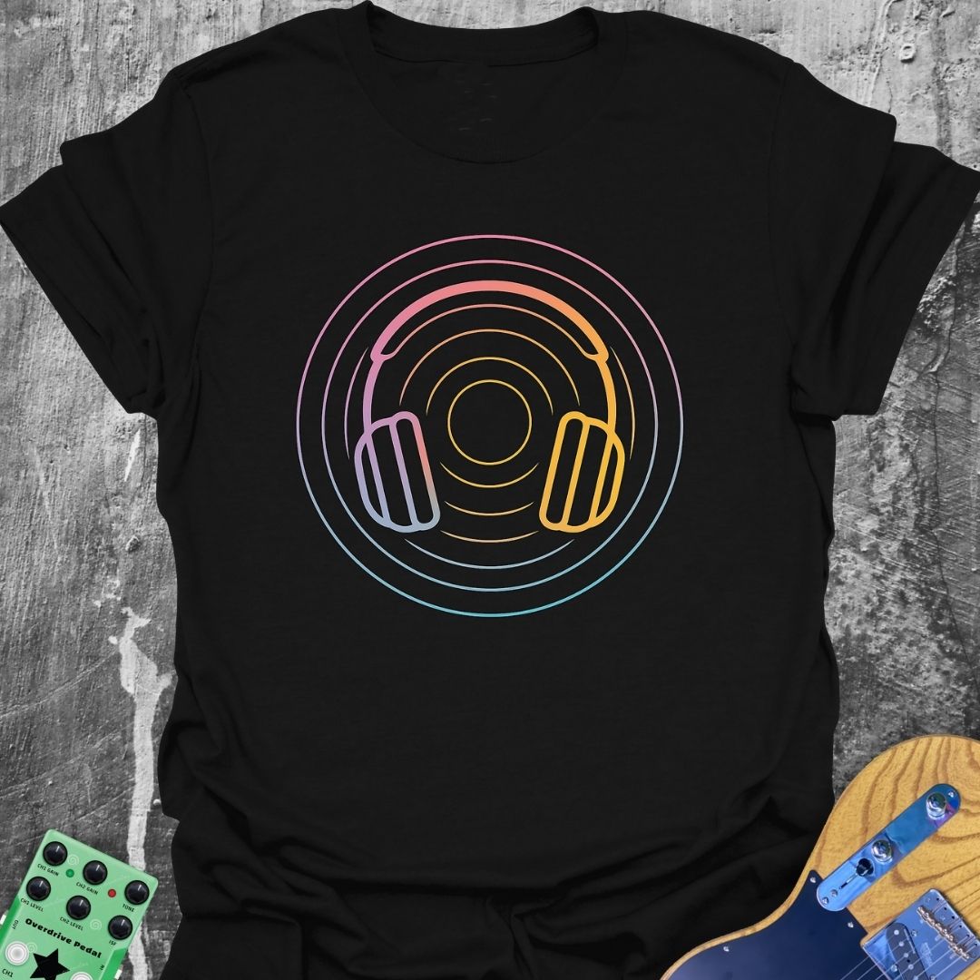 Neon Cans (Headphones) Music Tee