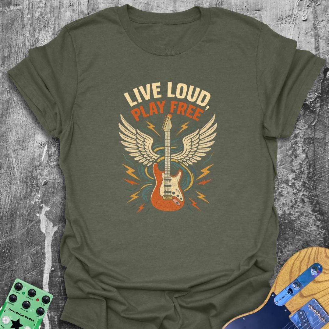 Live Loud Play Free Music Tee