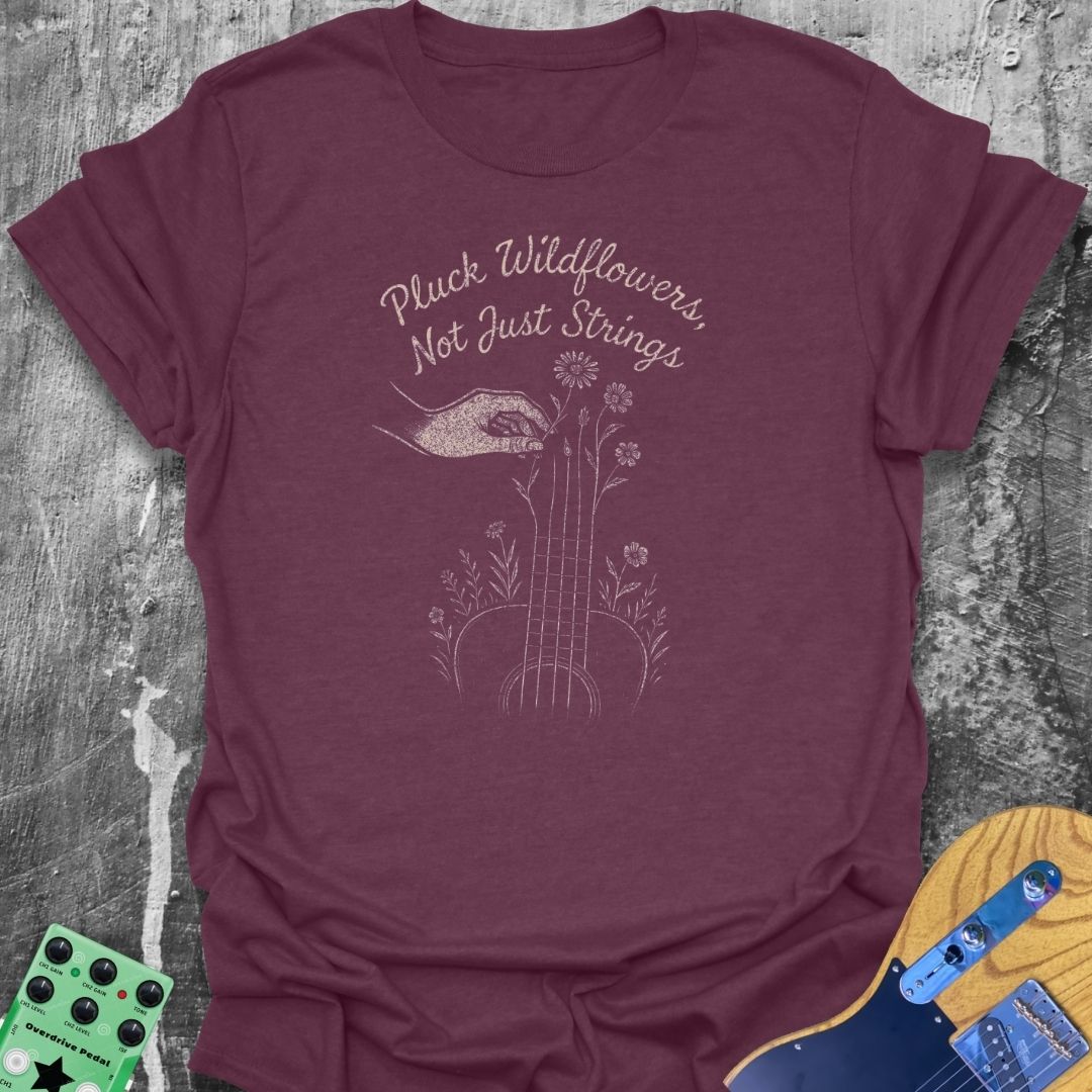 Pluck Wildflowers Girl Guitarist Tee