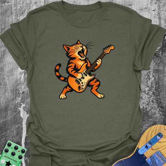 Guitar Shredding Cat Music Tee