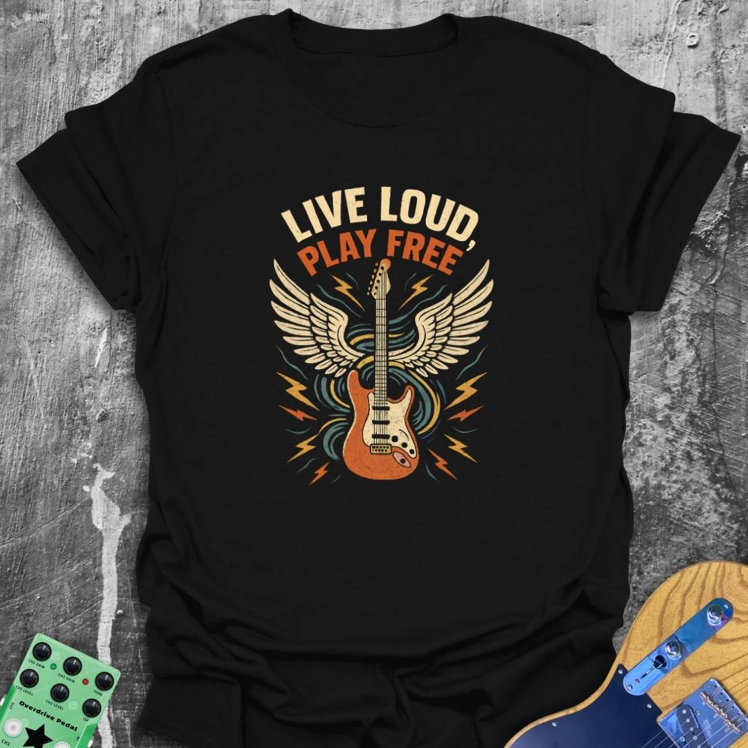 Live Loud Play Free Music Tee