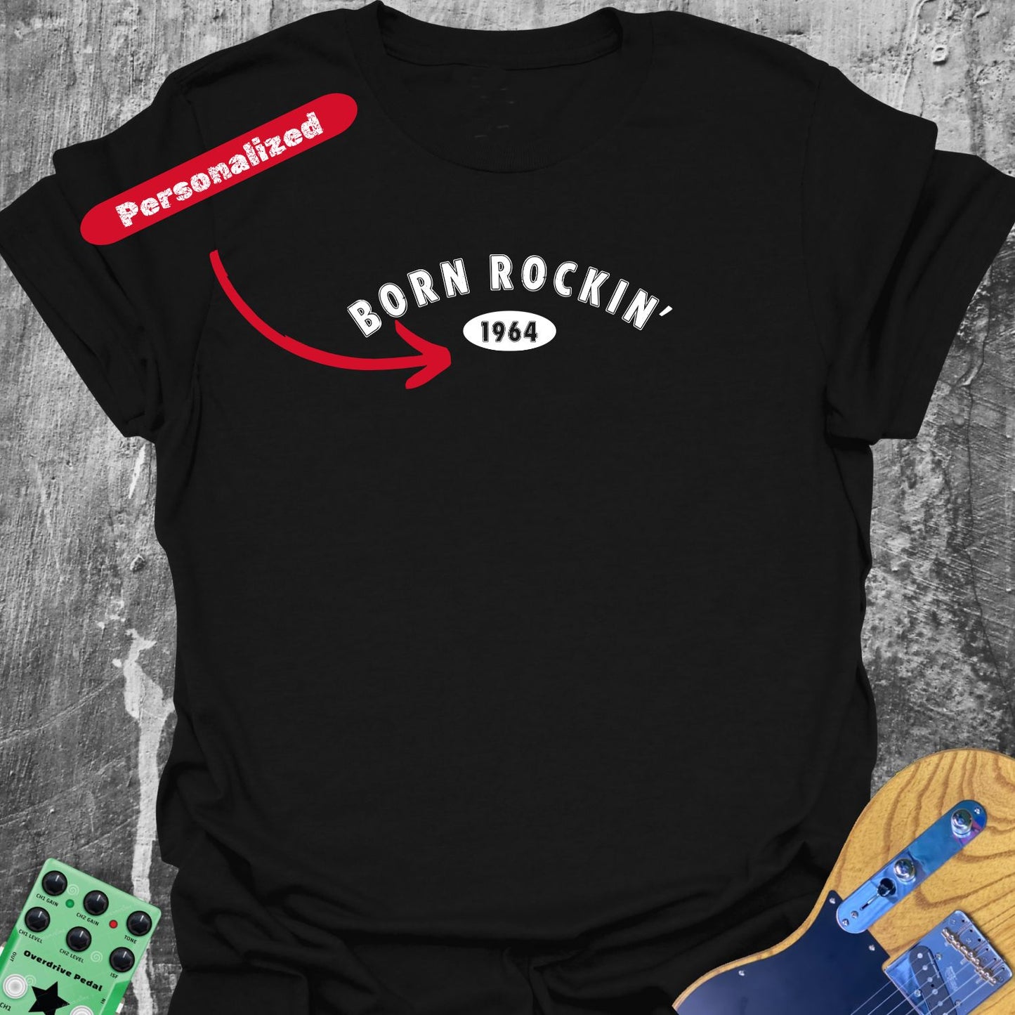 Born Rockin' (personalized) Guitarist T-Shirt