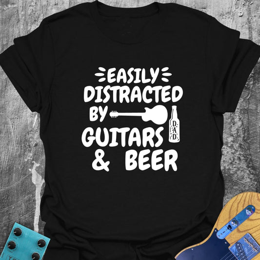 Easily Distracted by Beer and Guitars - Guitarist T-Shirt