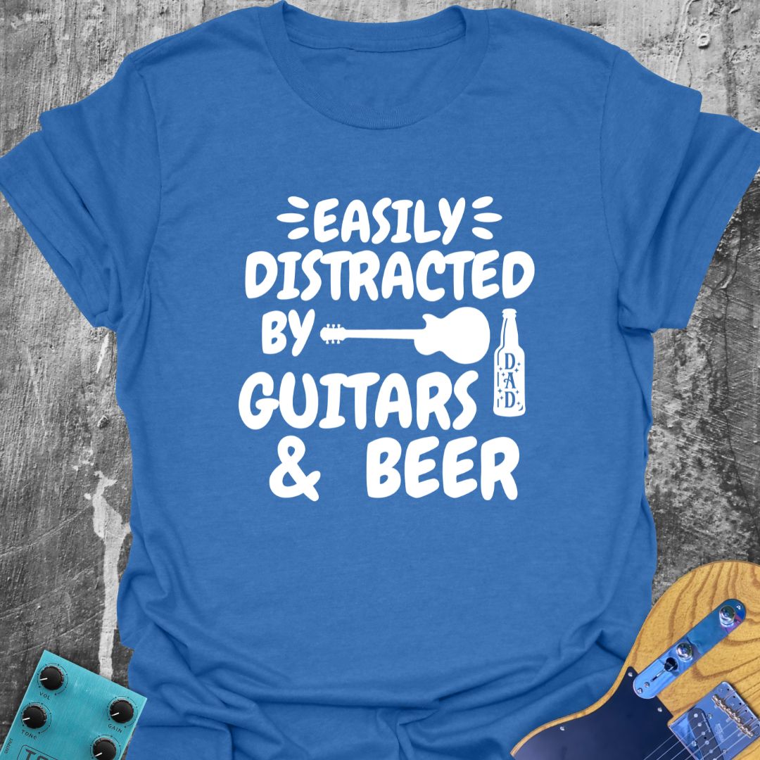 Easily Distracted by Beer and Guitars - Guitarist T-Shirt