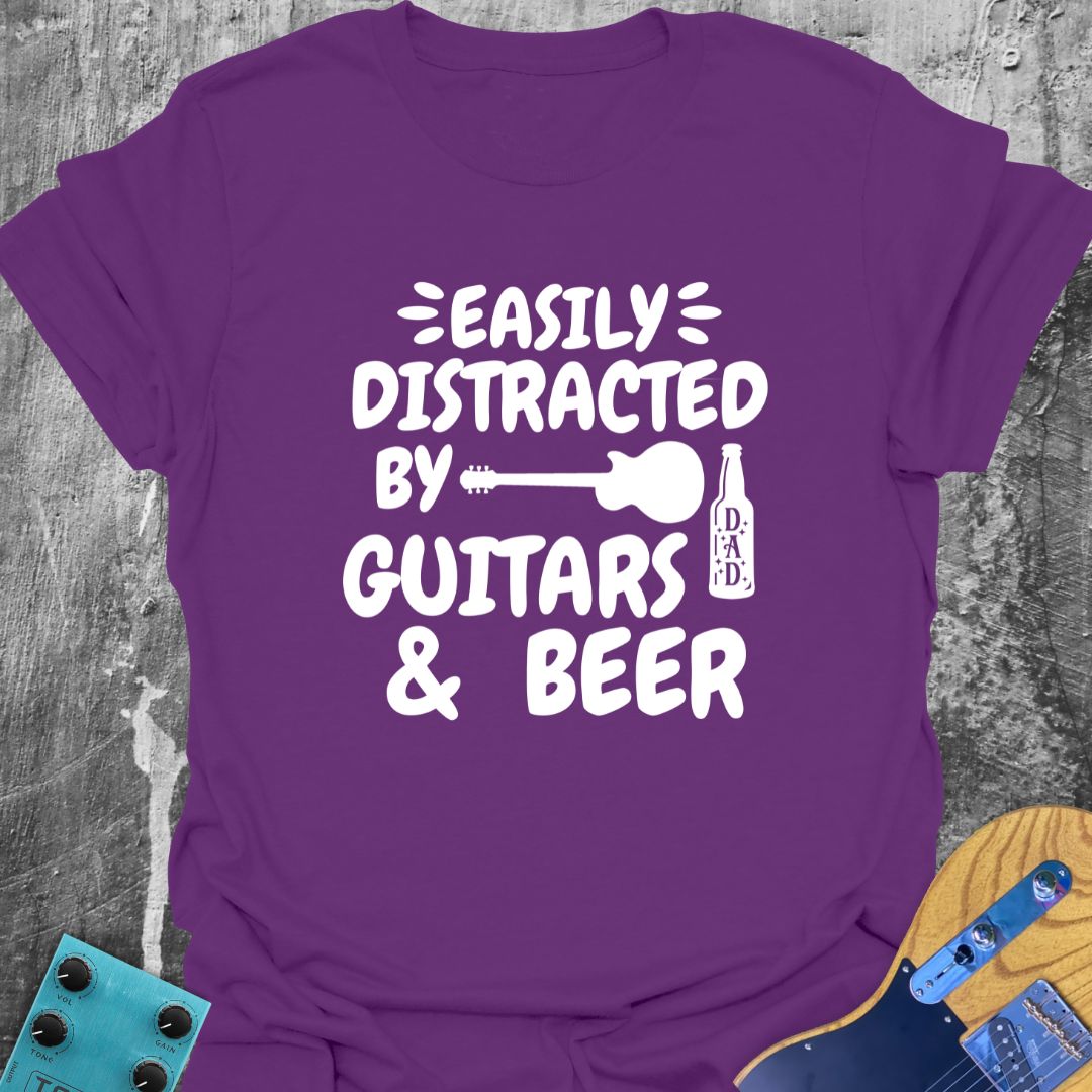 Easily Distracted by Beer and Guitars - Guitarist T-Shirt