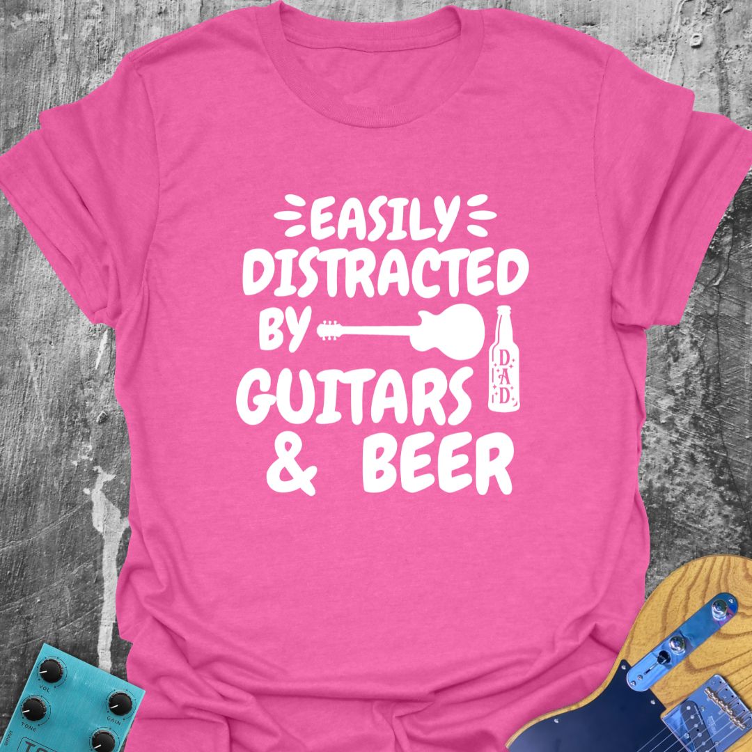 Easily Distracted by Beer and Guitars - Guitarist T-Shirt