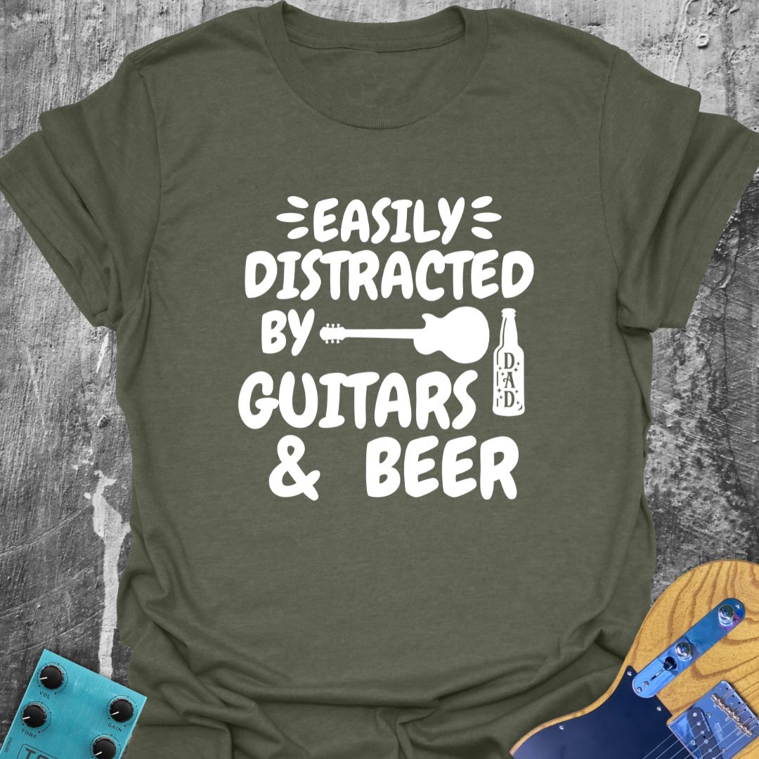 Easily Distracted by Beer and Guitars - Guitarist T-Shirt
