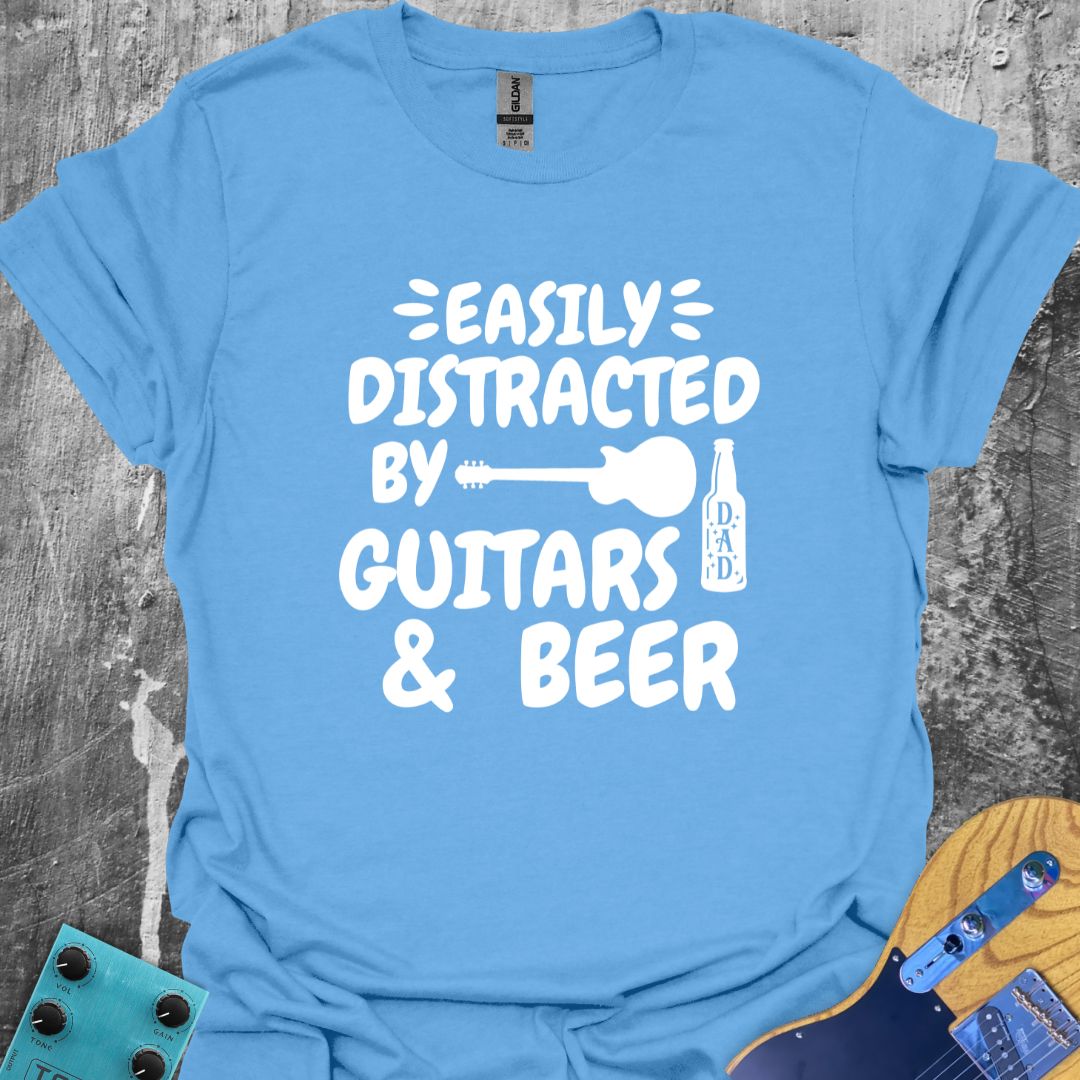 Easily Distracted by Beer and Guitars - Guitarist T-Shirt