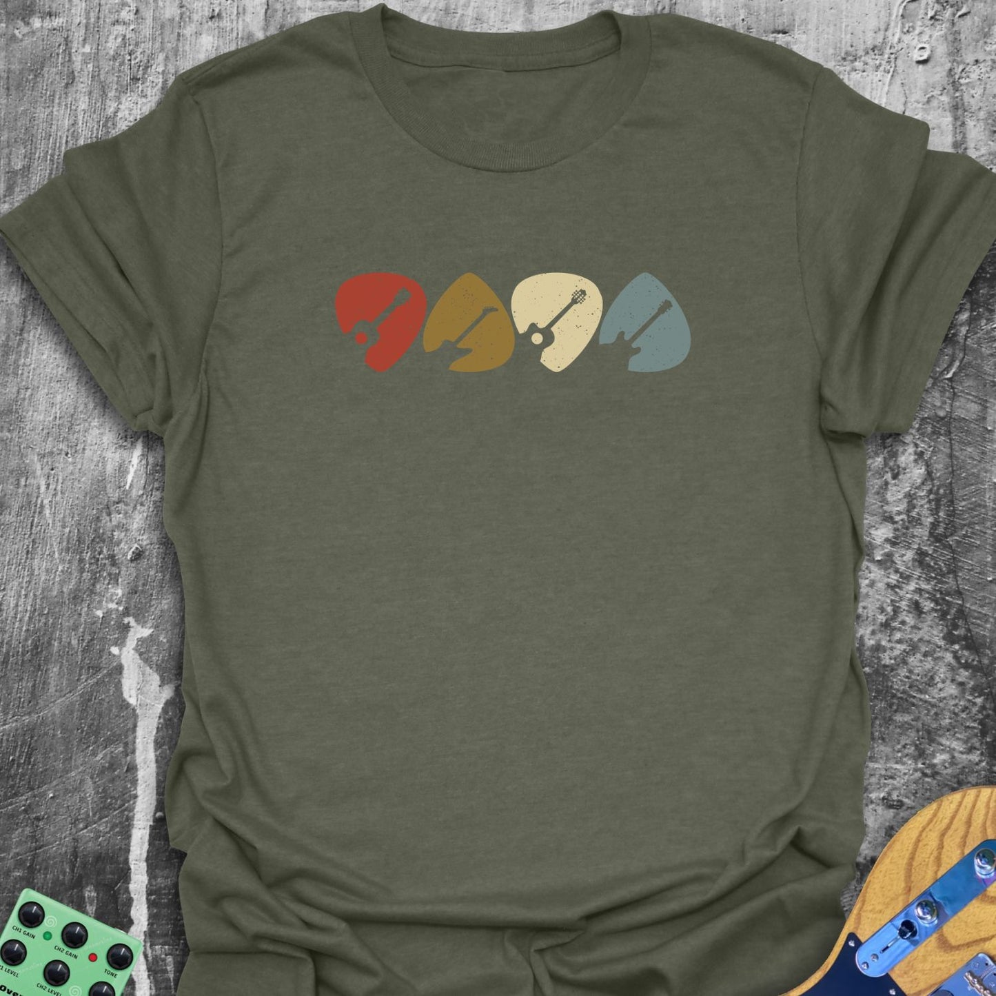 Retro Vintage Guitar Picks Tee