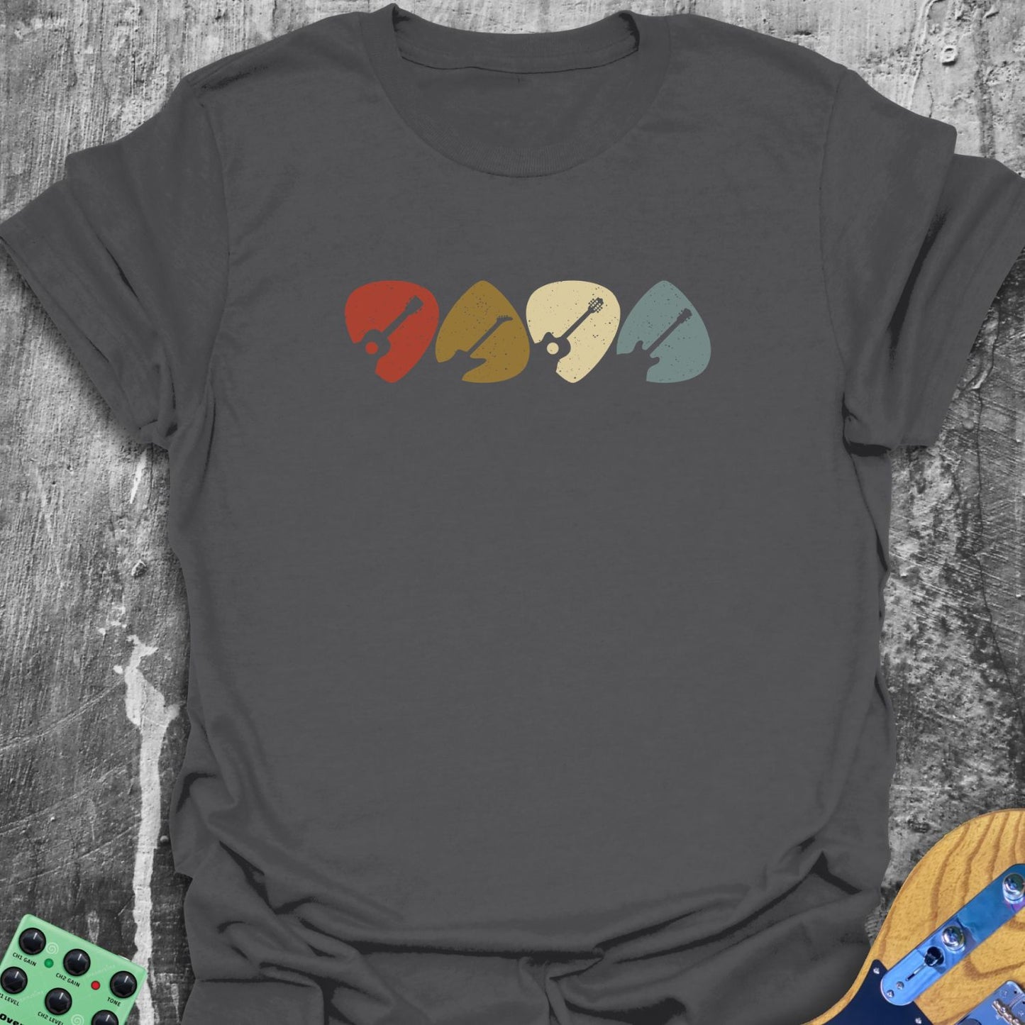 Retro Vintage Guitar Picks Tee